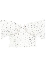 Self-Portrait polka-dot print cropped top - Bianco