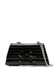 Self-Portrait mini Bow crocodile-embossed bag - Nero