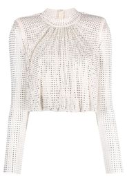 Self-Portrait rhinestone-embellished cropped top - Toni neutri