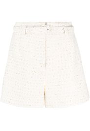 Self-Portrait belted tailored bouclé shorts - Toni neutri