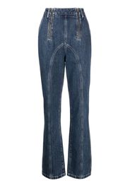 Self-Portrait contrast-stitching straight-leg jeans - Blu