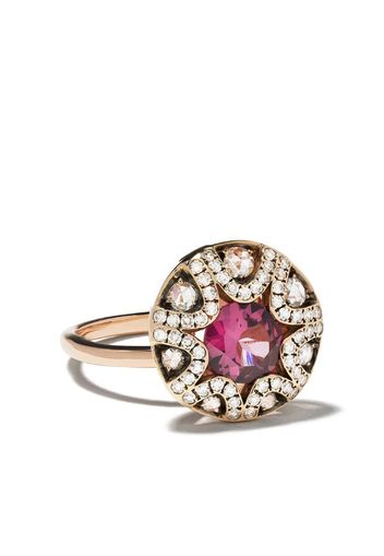 18kt rose gold diamond rhodolite Mille et Une Nuits ring