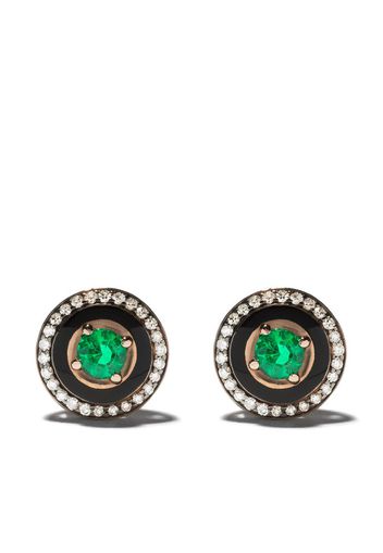 18kt rose gold diamond emerald Mina earrings