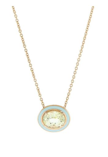 Selim Mouzannar 18kt rose gold, yellow sapphire and light blue enamel necklace - Rosa