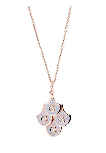 Selim Mouzannar 18kt rose gold fish scale diamond and lilac enamel pendant necklace - Rosa