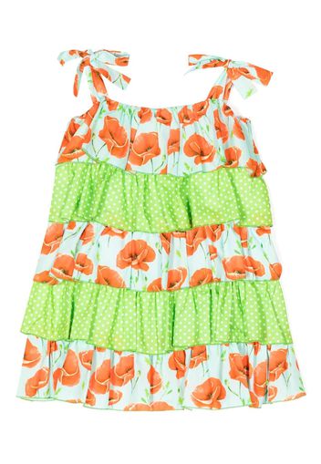 SELINIACTION KIDS floral-print tiered dress - Verde