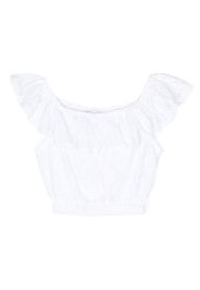 SELINIACTION KIDS crochet-knit off-shoulder top - Bianco