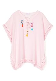 SELINIACTION KIDS sequin-design tassel-trim poncho - Rosa