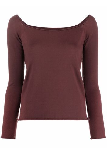 Semicouture boat neck knitted top - Marrone