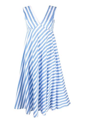 Semicouture empire-line stripe midi dress - Bianco