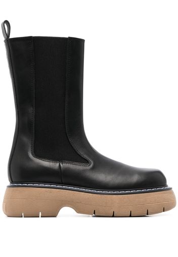 Semicouture round-toe leather boots - Nero