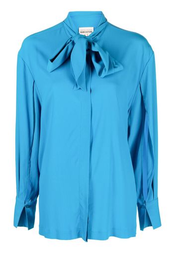 Semicouture pussy-bow long-sleeve shirt - Blu