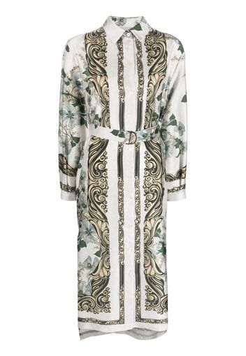 Semicouture floral-print belted shirtdress - Bianco