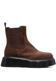 Semicouture chunky ankle leather boots - Marrone
