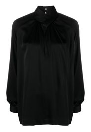 Semicouture satin-finish high-neck blouse - Nero