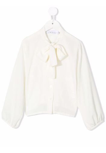 Señorita Lemoniez textured crepe pussybow blouse - Bianco