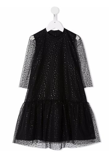 Señorita Lemoniez glitter-detail long-sleeved dress - Nero