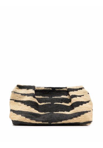 Sensi Studio two-tone raffia clutch bag - Toni neutri