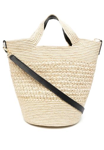 Sensi Studio Tall leather strap beach bag - Toni neutri