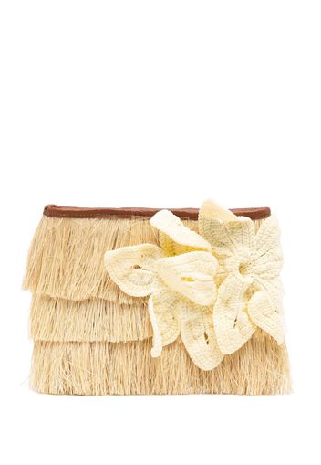 Sensi Studio Flores fringed clutch - Marrone