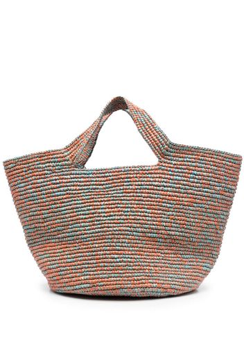 Sensi Studio interwoven-straw cut-out tote bag - Blu