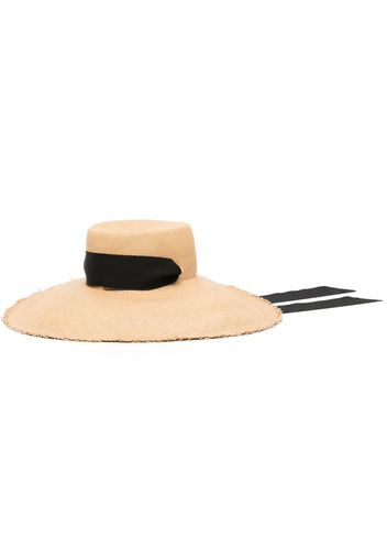 Sensi Studio frayed-brim straw cordovan hat - Toni neutri