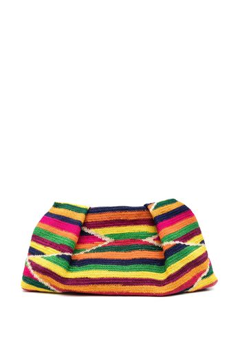 Sensi Studio stripe-pattern knitted clutch bag - Verde