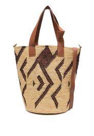 Sensi Studio patterned straw tote bag - Toni neutri