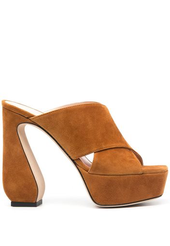 Sergio Rossi criss-cross platform suede sandals - Marrone