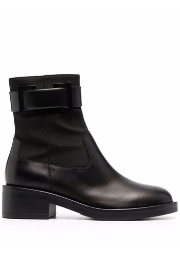 Sergio Rossi Prince buckle-strap leather boots - Nero