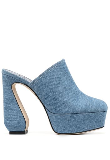 Sergio Rossi Mules denim con plateau 135mm - Blu