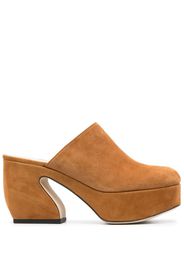 Sergio Rossi heeled leather suede mules - Marrone