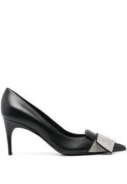 Sergio Rossi 80mm crystal-embellished leather pumps - Nero