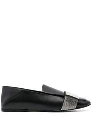 Sergio Rossi crystal-embellished leather ballerina shoes - Nero