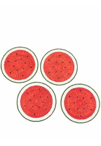 SERPUI set of 4 straw watermelon table mats - Rosso