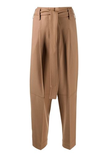 belted straight-leg trousers