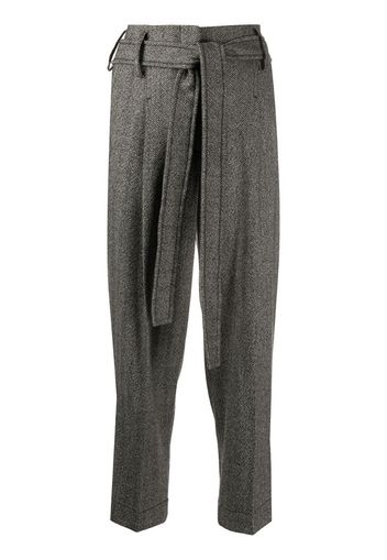 herringbone straight-leg trousers