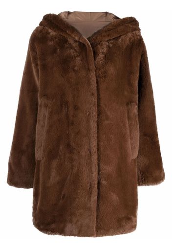 Seventy reversible faux-fur hooded coat - Marrone