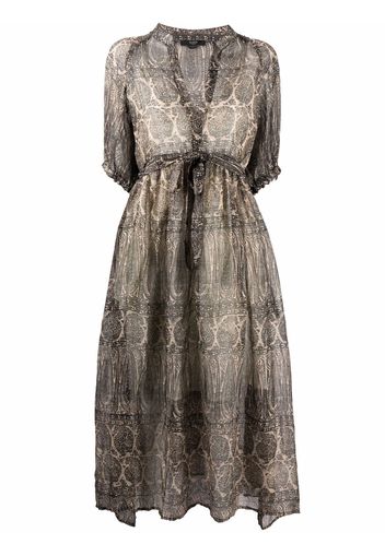 Seventy paisley-print tie-waist dress - Toni neutri