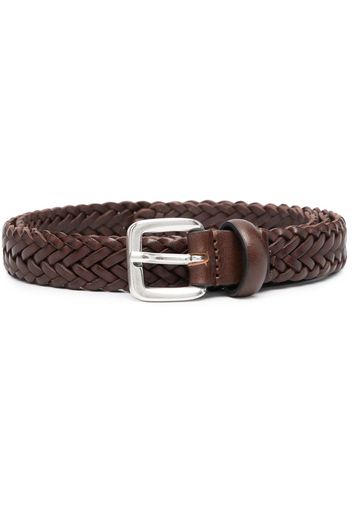 Seventy interwoven leather belt - Marrone