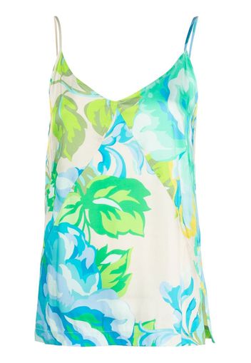 Seventy floral-print V-neck top - Blu