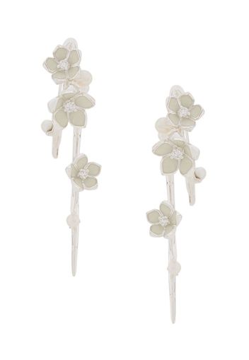 Cherry Blossom Pearl & Diamond Hook Earrings