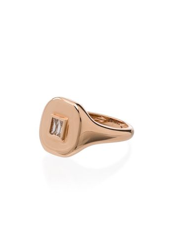 18kt rose gold and diamond square pinky ring