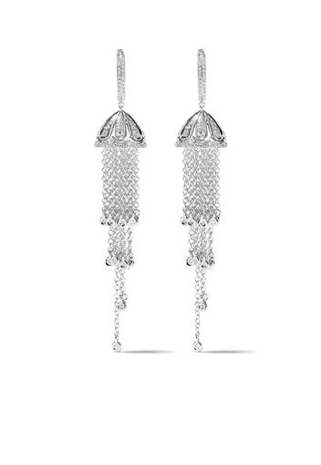 18kt white gold tassel diamond chain earrings