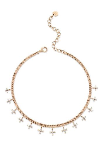 18kt rose gold diamond Baby Don't Cross Me link necklace