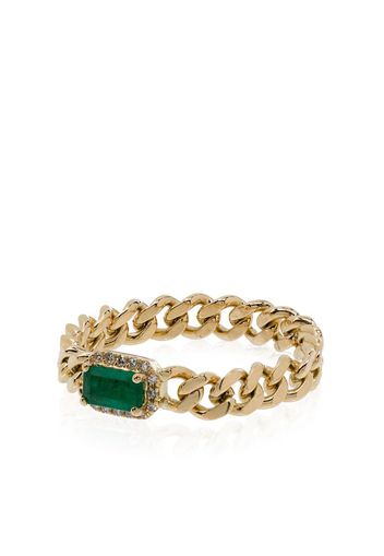 18K yellow gold Baby Link emerald diamond ring