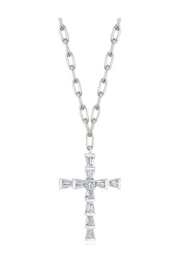 SHAY 18K white gold mini cross diamond necklace - Argento