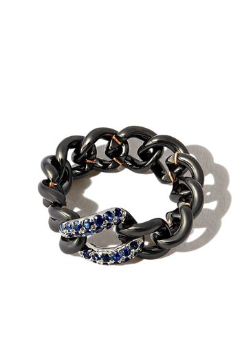 SHAY 18kt black gold curb-chain link - BLACK CERAMIC/BLUE SAPPHIRE