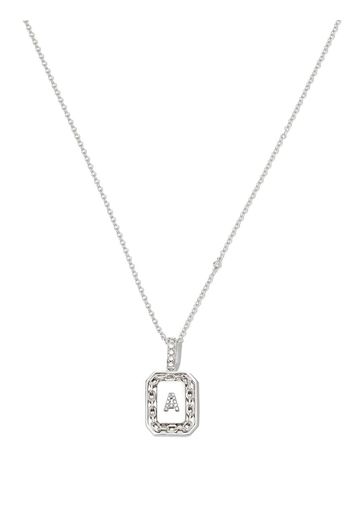 SHAY 18kt white gold A-initial bead-chain necklace - Argento