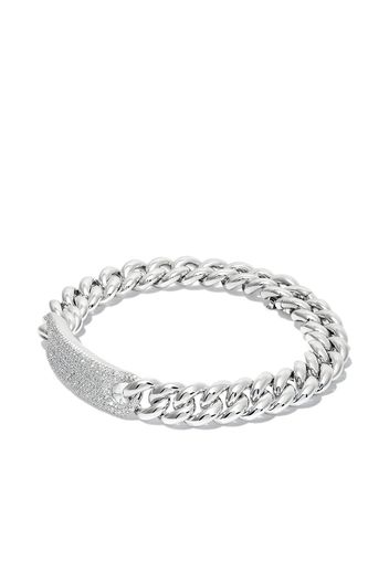 SHAY Bracciale con placca ID in oro bianco 18kt con diamanti - Argento